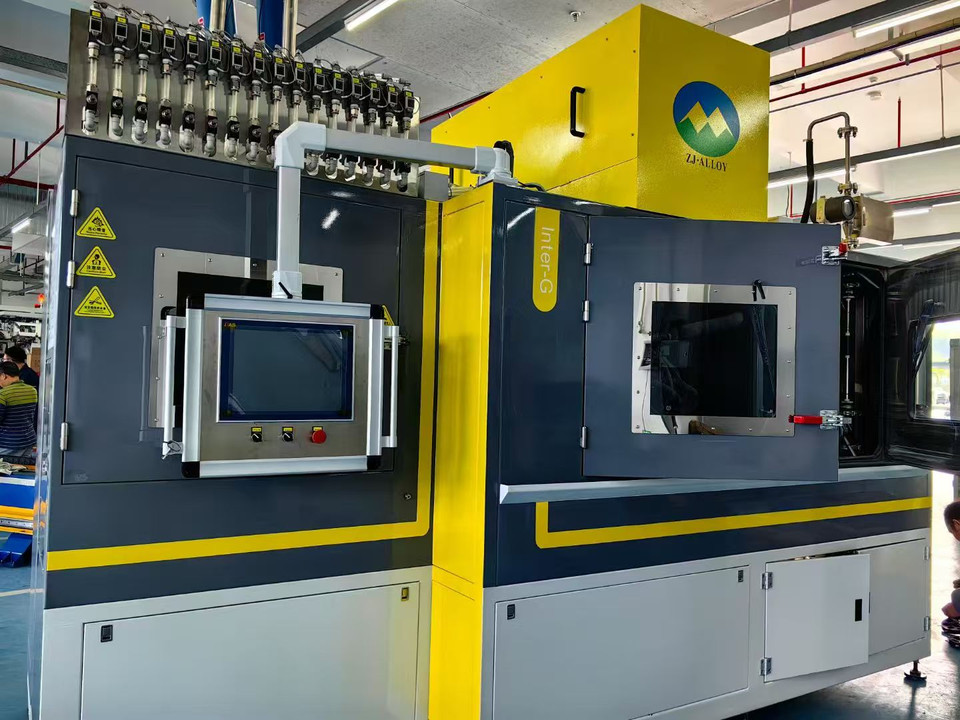 Yellow and gray equipment enclosure in a workshop