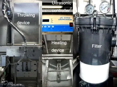 Collage of equipment components with original labels