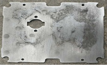 Plate-shaped component before wet blasting