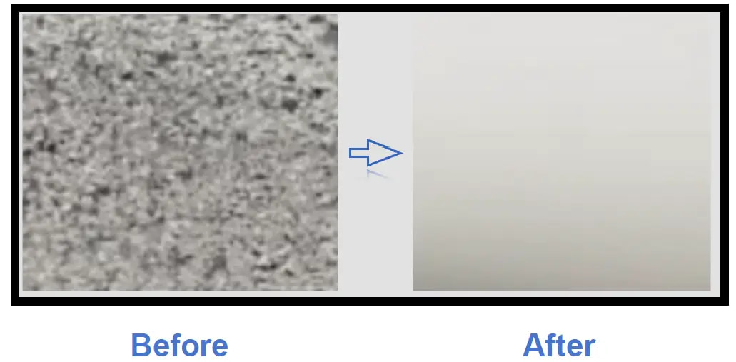 Glass surface comparison labelled Before and After