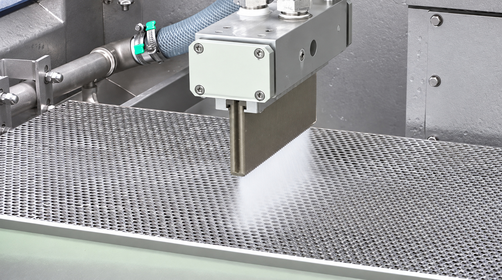 PP2000 blasting chamber and conveyor arrangement